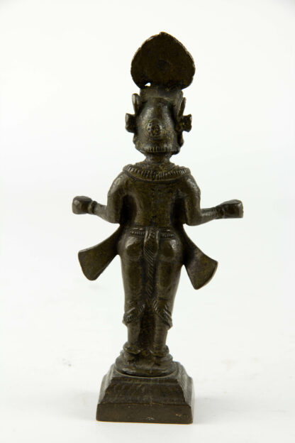 Figur, Indien, um 1900, Bronze, Gottheit auf Sockel stehend. H: 16 cm, www.beyreuther.de
