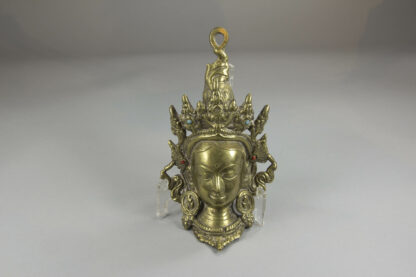 Maske, Asien, 20. Jh., Bronze, Maske einer Tara, zum Aufhängen, Gebrauchsspuren. H: 17 cm, www.beyreuther.de