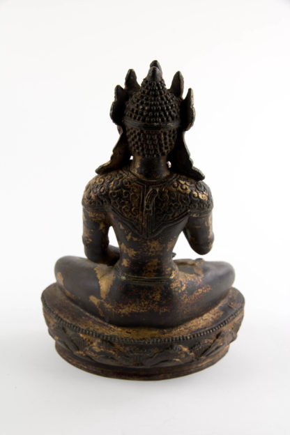 Buddha, Tibet, 18./19. Jh., Bronze, mit Resten von Goldlack, feine Patina. H: 20,5 cm.