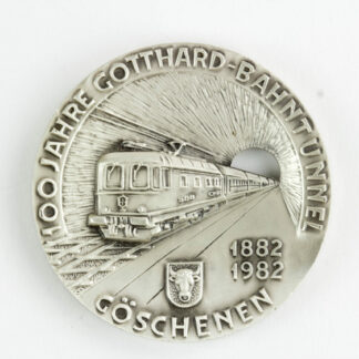 Medaille, Schweiz, Silber, 100 Jahre Gotthard Bahntunnel, Göschenen 1882,1982, Zustand: ss, kleine Rundschläge, selten. D: 50,2 mm, 7,15 g. www.beyreuther.de