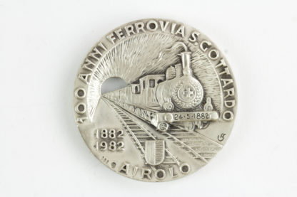 Medaille, Schweiz, Silber, 100 Jahre Gotthard Bahntunnel, Airolo 1882,1982, Zustand: ss, kleine Rundschläge, selten. D: 50,2 mm, 7,15 g.