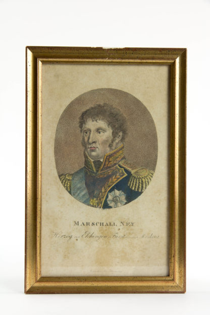 Stich, Anf. 19. Jh., Portrait von Marschall Ney, koloriert, gerahmt, stockfleckig. H: 20, 5 cm, B: 13,5 cm. www.beyreuther.de