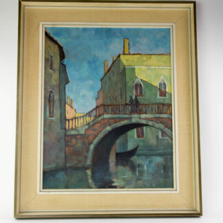 Gemälde, 20. Jh., Öl auf Sperrholz, unsigniert, Ansicht von Venedig, Rahmen 20er Jahre, rückseitig beschriftet, guter Zustand. B: 53 cm, H: 64 cm. www.beyreuther.de