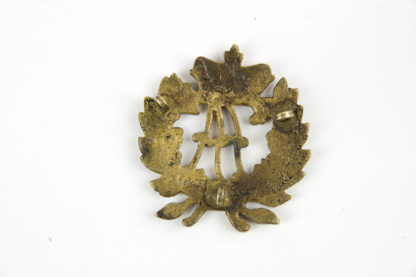 Beschlag, Sachsen, vor 1806, wohl für Kartuschkasten, Bronze vergoldet, guter Zustand. H: 6 cm, B: 6 cm.