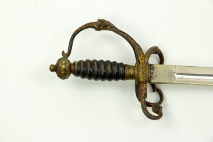 Schwert, Österreich, um 1900, Feuerwehr, k+K Monarchie, Bronzegefäß mit schwarzem Holzgriff, vernickelte Klinge, unberührter Zustand, Scheide fehlt. L: 86 cm.
