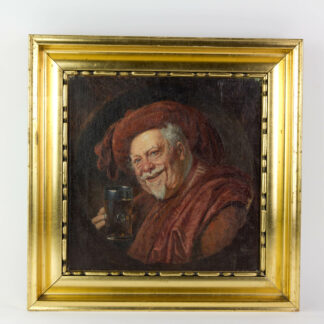Gemälde, um 1900, Öl auf Lwd., Eduard Theodor Grützner zugeschrieben,  (Eduard Theodor Grützner, seit 1916 Ritter von Grützner, * 26. Mai 1846 in Groß-Karlowitz bei Neisse, Schlesien; † 2. April 1925 in München, deutscher Genremaler), Verwendung einer alten Leinwand, Darstellung von Falstaff in der typischen Malweise Grützners, Originalrahmen, beiliegend ein Zettel mit dem Namen Grützners, aufgrund der Malweise und des Duktus dürfte es sich um ein unsigniertes Original Grützners handeln, unberührter Zustand, B: 47 cm, H: 47 cm.